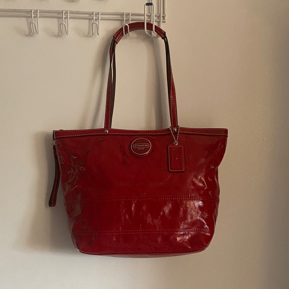 Coach Shiny Red Tote Bag
